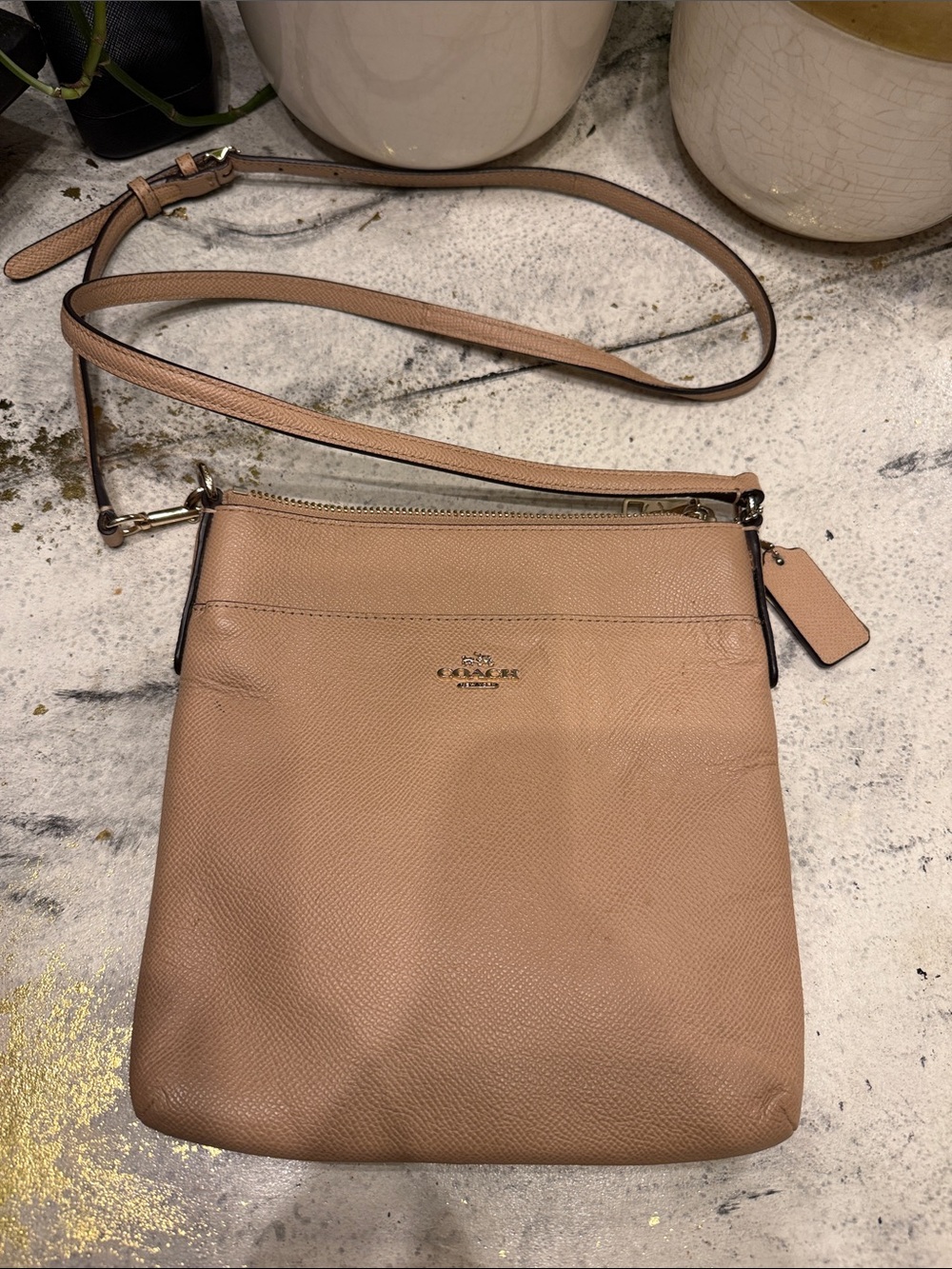 Coach 52348 light tan  Leather Crossbody with hangtag